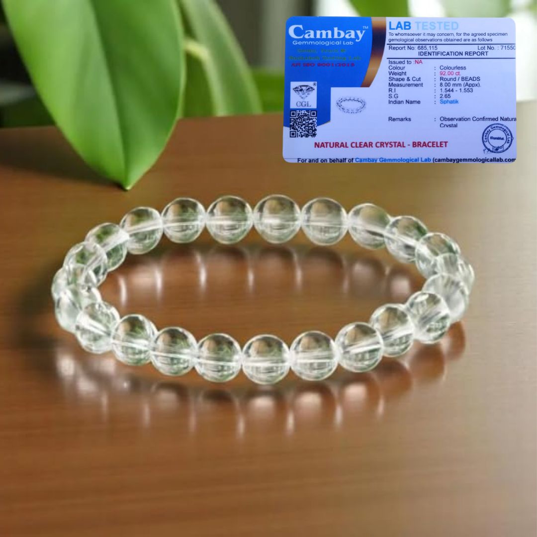 Beautiful Sphatik Bracelet Original Certified Pure Transparent Clear Crystals Sfatik ki Bracelet