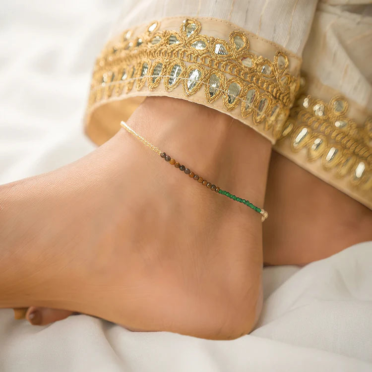 Multi-Stone Healing Anklet with Silver Clasp | Balance & Positive Energy Anklet for Men & Women