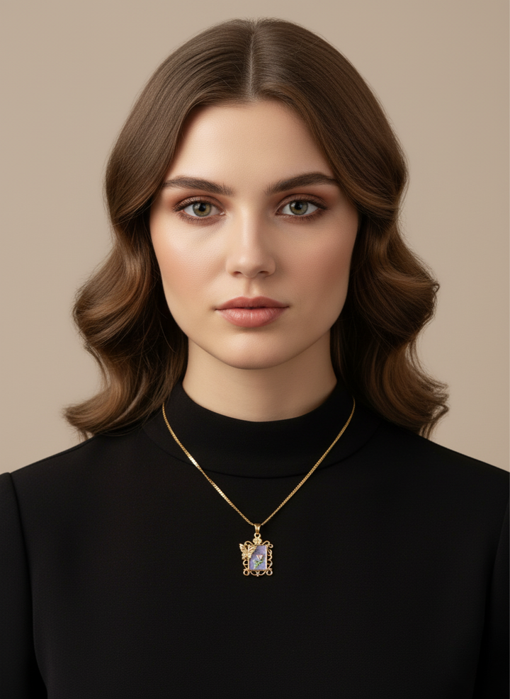 Ratmanee Enchanted Garden Necklace – Handcrafted Gold Pendant with Butterfly Motif