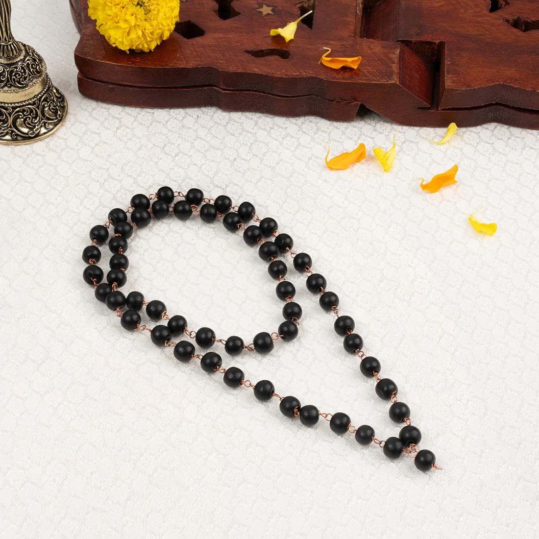 Karungali Malai (Ebony Wood Mala) with Copper Wire | 54+1 Beads Spiritual Jap Mala