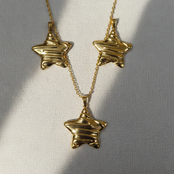 Elegant Gold Star Jewelry Set for Women Necklace & Earrings | Party & Daily Wear