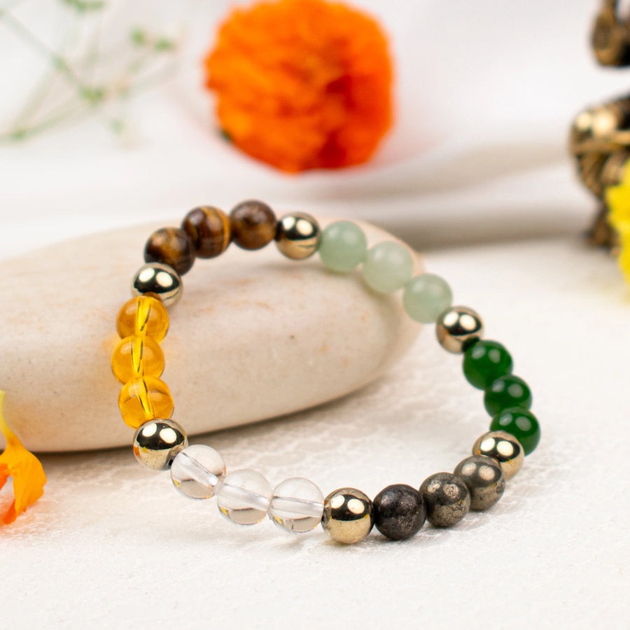 Money Magnet Bracelet [Combination Of Citrine + Tiger Eye + Pyrite + Green Aventurine]
