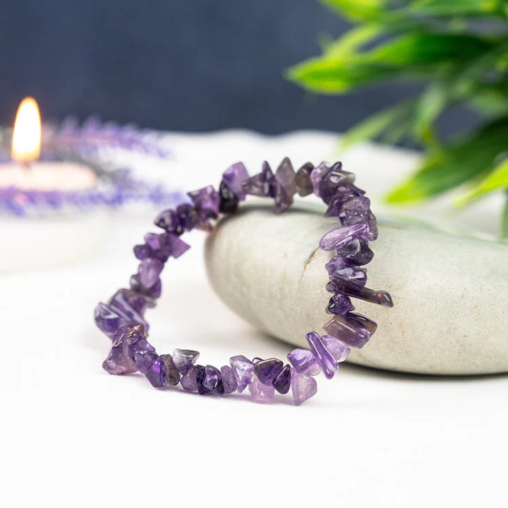Natural Amethyst Chip Bracelet | Calmness, Stress Relief & Spiritual Healing Bracelet