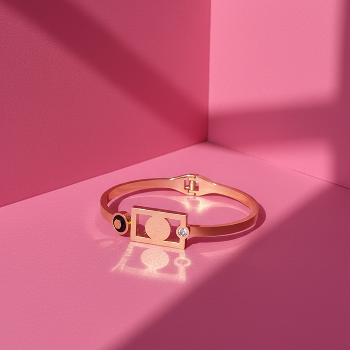 Gold Geometric Bracelet Modern Enamel & Crystal Accent Women’s Jewellery