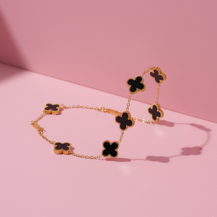 Gold Black Clover Bracelet Elegant Enamel Charm Women’s Luxury Jewellery