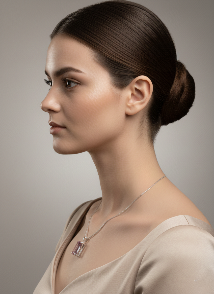 Ratmanee Pink Luxe Pendant – Sterling Silver Necklace with Emerald-Cut Crystal