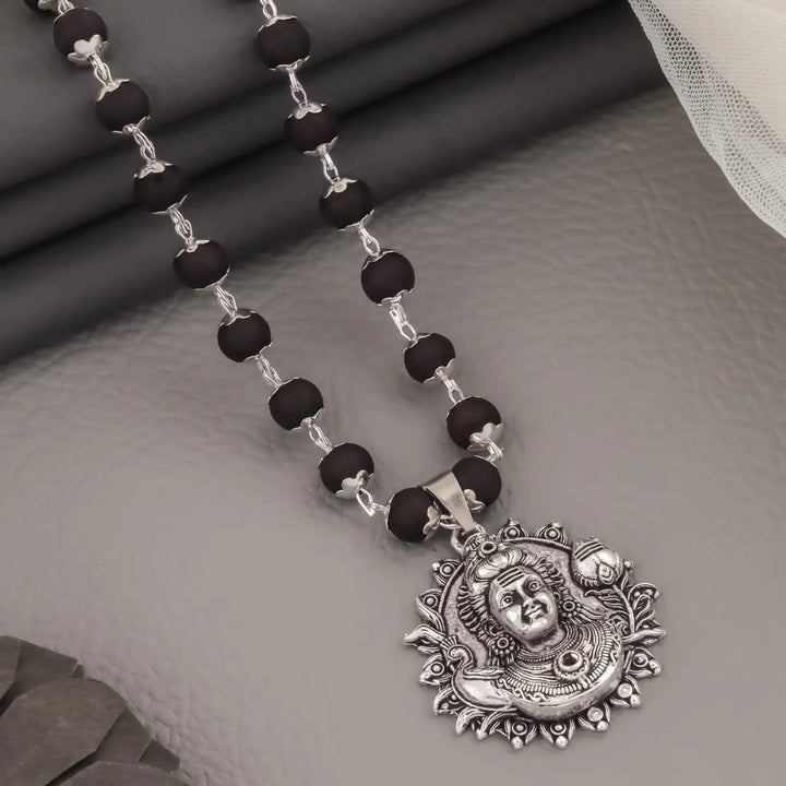 Karungali Bead Mala with Lord Murugan Silver Pendant | Divine Protection Necklace for Men & Women