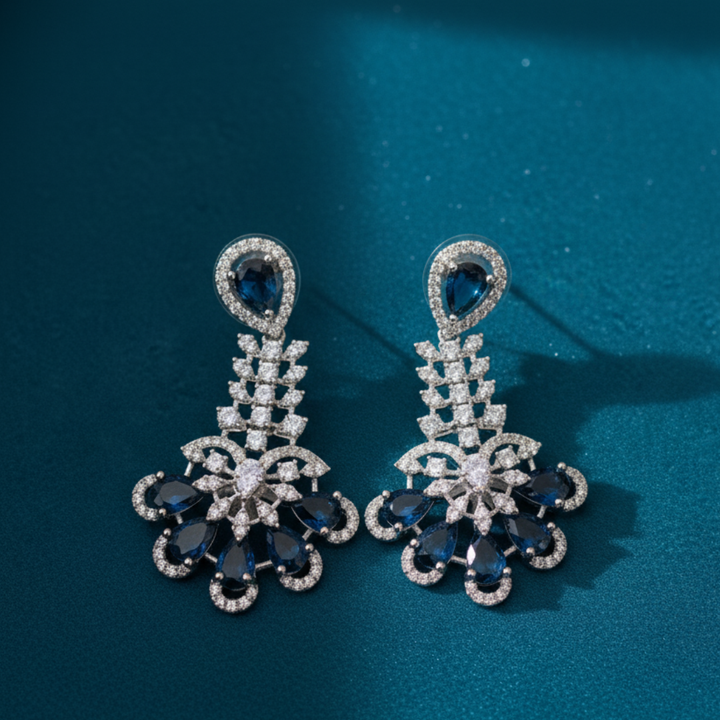 Blue Sapphire Statement Earrings Luxury Crystal Bridal & Party Jewellery