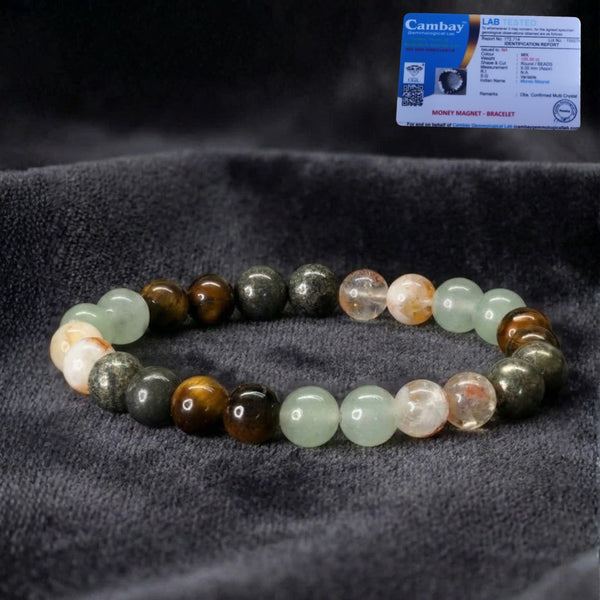 Money Magnet Fusion Band - Pyrite, Tiger Eye, Citrine & Aventurine Beads