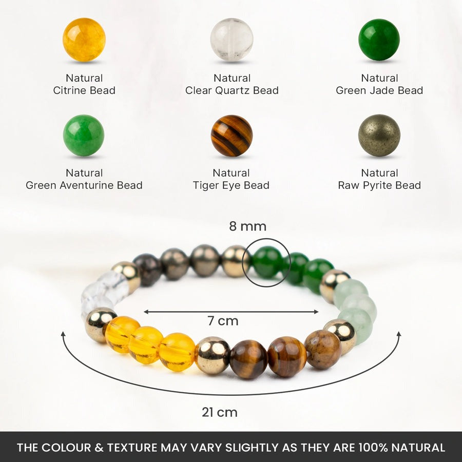 Money Magnet Bracelet [Combination Of Citrine + Tiger Eye + Pyrite + Green Aventurine]