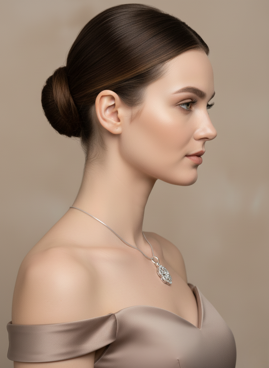 Ratmanee Crystal Flower Necklace – Simple Silver Pendant for Everyday Elegance