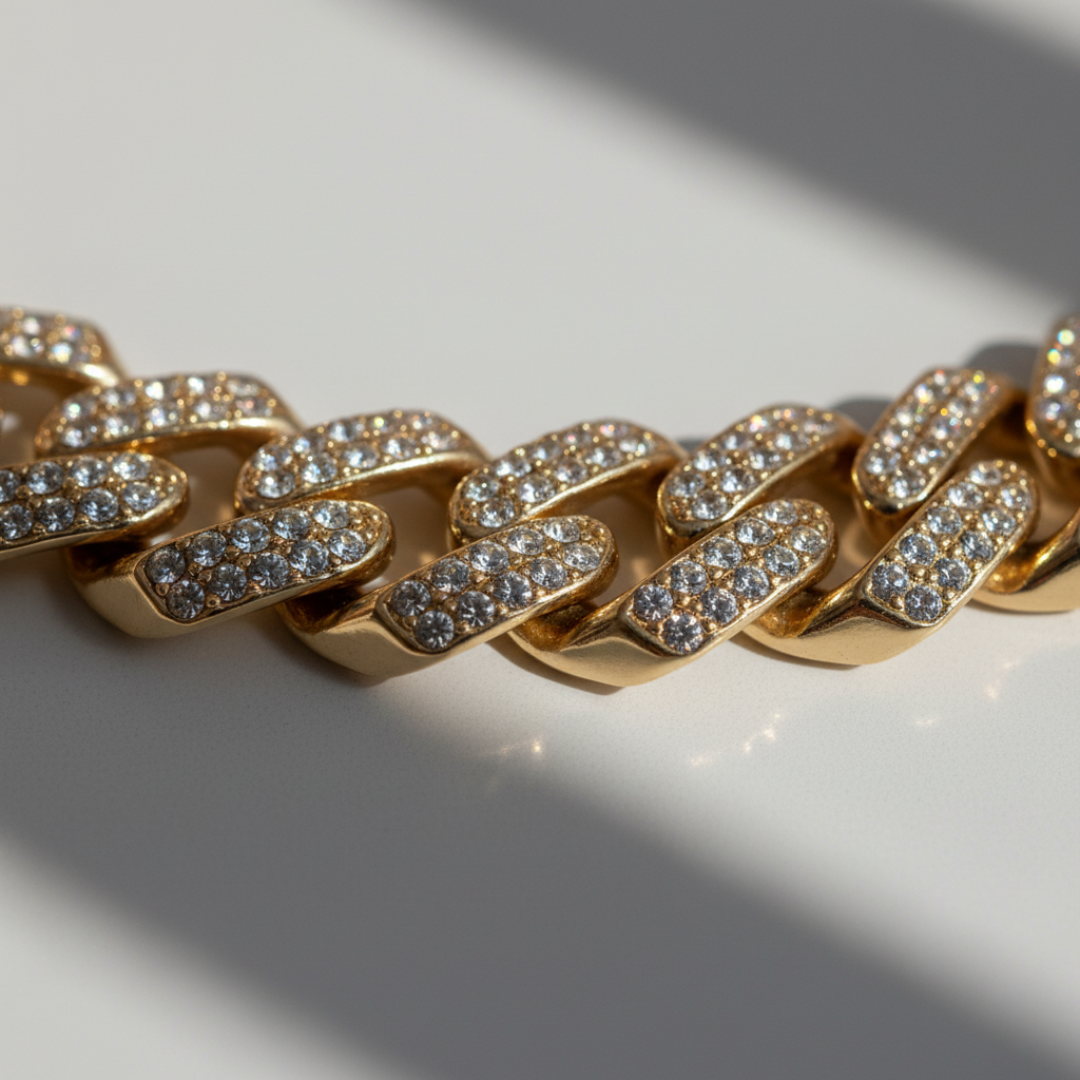 Gold Iced Cuban Link Bracelet Sparkling CZ Luxury Women’s Fashion Jewellery