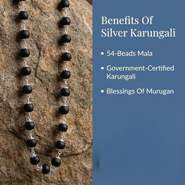 Natural Karungali Mala Beads | Original Ebony Wood Mala for Protection, Meditation & Positivity