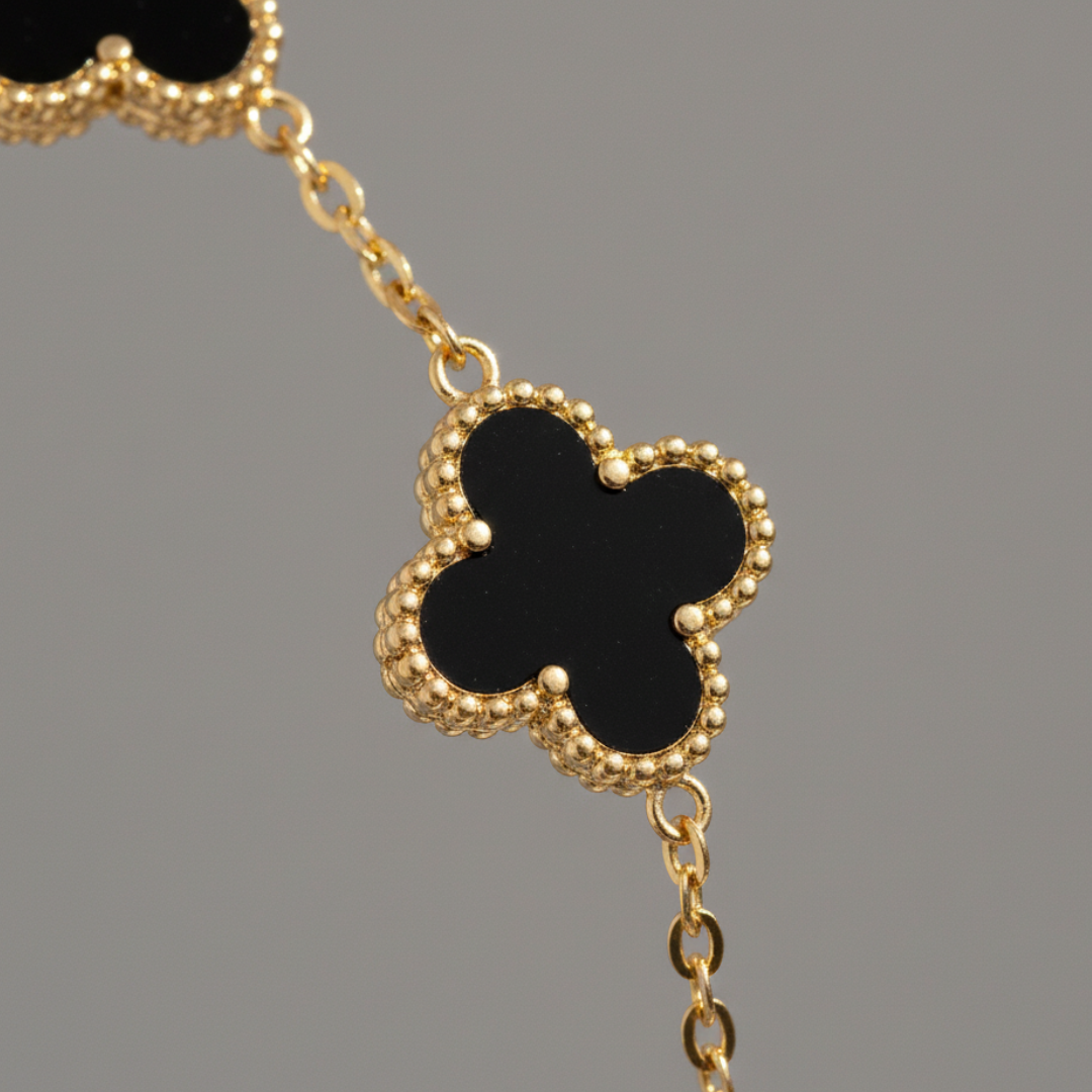 Gold Black Clover Bracelet Elegant Enamel Charm Women’s Luxury Jewellery