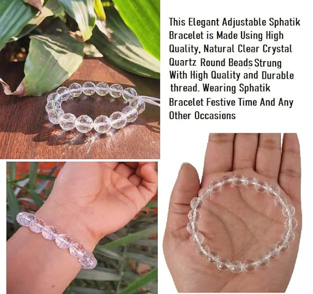 Beautiful Sphatik Bracelet Original Certified Pure Transparent Clear Crystals Sfatik ki Bracelet