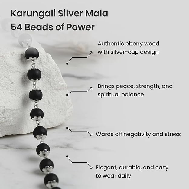 Natural Karungali Mala Beads | Original Ebony Wood Mala for Protection, Meditation & Positivity