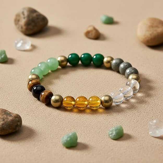 Money Magnet Bracelet [Combination Of Citrine + Tiger Eye + Pyrite + Green Aventurine]
