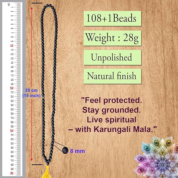 Karungali Mala & Bracelet Combo 108 8mm Beads | Spiritual Black Beads Set for Puja, Jap, Meditation | Unisex Gift Item