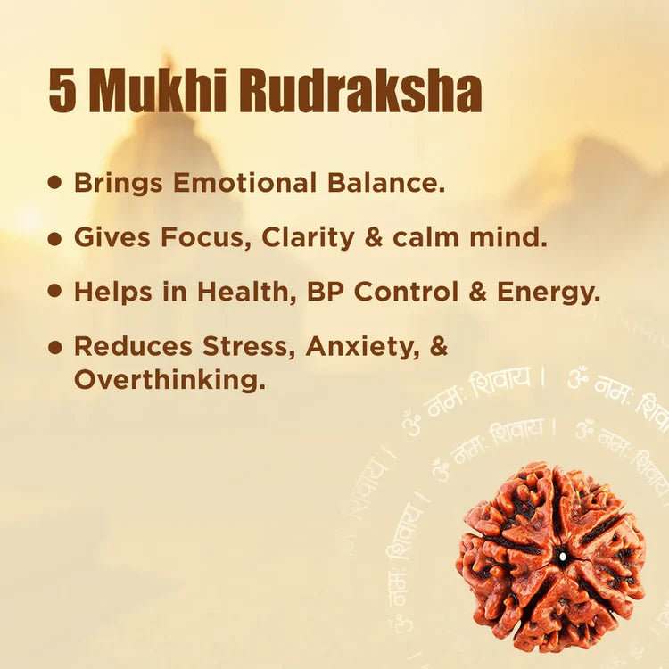 Ratmanee 5 Mukhi Rudraksha Red Thread Mala for Peace, Balance & Daily Spiritual Wear