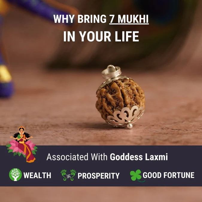 Ratmanee 7 Mukhi Rudraksha Red Thread Mala for Prosperity, Wealth & Stability