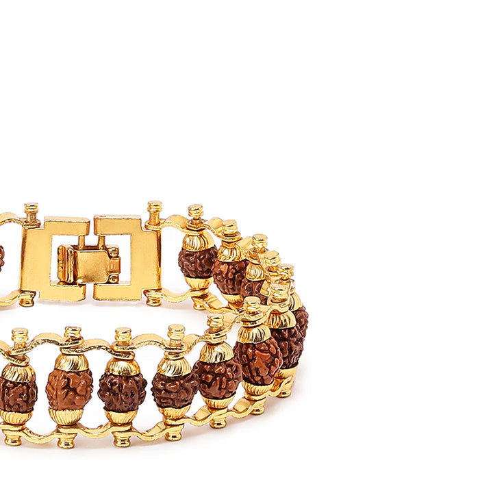 Premium Rudraksha Bracelet with Gold-Tone Chain | Luxury Spiritual Bracelet for Men & Women