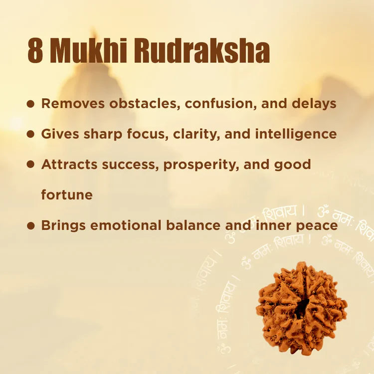 Ratmanee 8 Mukhi Rudraksha Red Thread Mala for Obstacle Removal, Clarity & Success